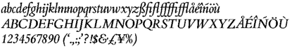 JY Aetna Bold Italic - character set