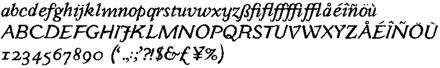 Yan Series 333 JY OSF Bold Italic - character set